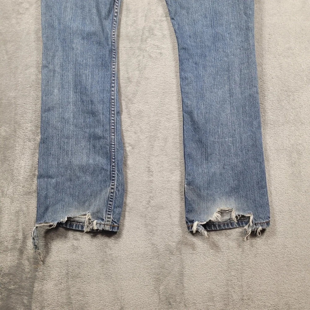 Levi's Jeans Mens 31x32 Blue 505 Straight Fit Distressed Frayed Denim Pants Y2K